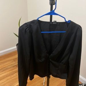 Black fancy button top blouse